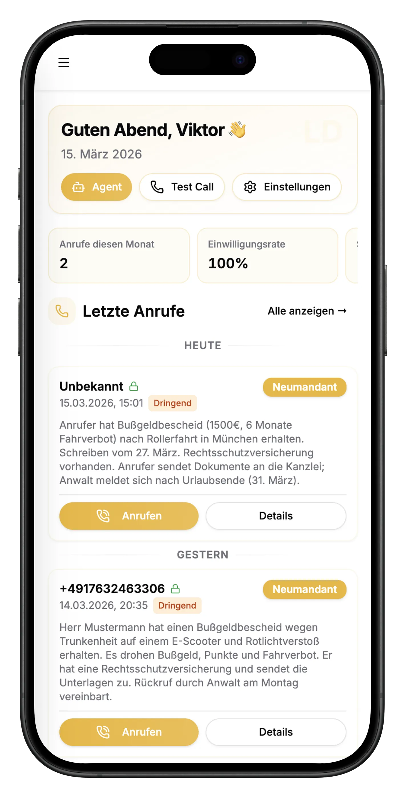 LexDial Mobile Dashboard